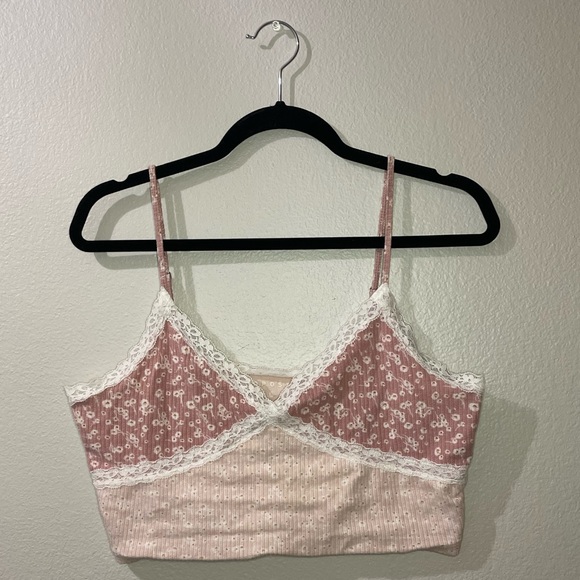 Floral Crisscross Lace Cropped Cami - Picture 2 of 5